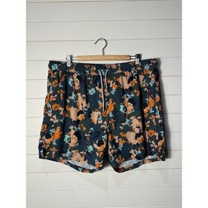 SurfCuz Mens XXXL Swim Trunks Abstract Camo‎ Orange Blue Beach Shorts